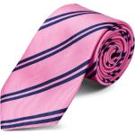 Cravates en soie Trendhim roses à rayures classiques pour homme 
