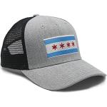 Cravate Internationale Chicago Grey Black Flag Hat Casquette De Camionneur Réglable Taille Unique, Baseball, Snapback, Chapeau Mesh Dos Avec Un