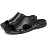 Sandales plates noires en cuir de vache Pointure 38,5 look fashion pour homme 