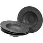 CreaTable, 21820, Serie Vesuvio black, 4-teiliges Geschirrset, Teller Set aus Steinzeug