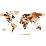 Décors muraux multicolores en bois imprimé carte du monde en promo 