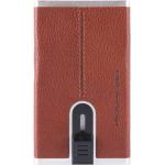 Porte-cartes bancaires Piquadro marron en cuir avec blocage RFID 