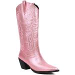 Bottines western & bottines cowboy roses en cuir à talons carrés à bouts pointus Pointure 37 look fashion pour femme 