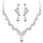 Parures de bijoux blanches en cristal à strass de mariage 18 carats look fashion pour femme 