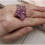 Bagues vintage violet lavande en cristal à motif fleurs amethyste look gothique 