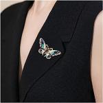 Broches gris plomb en cristal à strass à motif papillons en strass classiques pour femme 