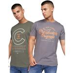 Crosshatch Université T-Shirt, Olive/Gris, S Homme