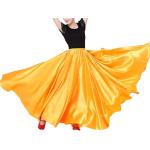 Vêtements de danse jaunes en satin à volants Taille M style bohème pour femme 