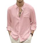 Chemises saison été roses en lin à manches longues Taille 4 XL look casual pour homme 
