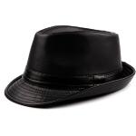 Chapeaux Fedora de printemps noirs en cuir synthétique 58 cm Taille XL classiques pour homme 