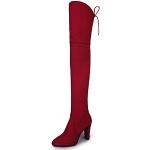 Bottes à talon haut rouges imperméables à lacets Pointure 41 plus size look casual pour femme 