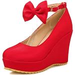 Escarpins compensés rouges à talons compensés pour pieds larges Pointure 39 look fashion pour femme 