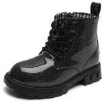 DADAWEN Mixte Enfant/Garçon/Fille/Bébé Waterproof Cuir Lace-Up Boots noir(B) 28