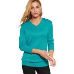 Damart - Pull Col v Maille Jersey, Femme, Turquoise, Manche Longue