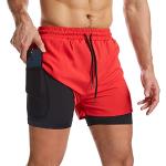 Shorts de ping pong rouges en polyester respirants Taille XXL look fashion pour homme 