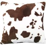 Coussins beiges nude en cuir de vache à motif vaches fermes 45x45 cm 