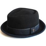 DASMARCA-Collection Hiver-Chapeau de Feutre Porkpie Noir/Marine-Edward-XL