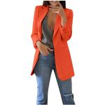 Gilets d'automne orange en tweed sans manches imperméables à manches longues Taille XL plus size look fashion pour femme 
