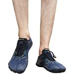 Chaussures de randonnée bleus foncé en toile imperméables pour pieds larges look fashion pour garçon 