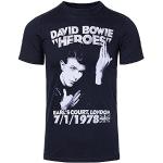 T-shirts noirs à manches courtes David Bowie à manches courtes Taille L look fashion pour homme 