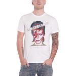 T-shirts à imprimés blancs David Bowie Taille S look Rock pour homme 