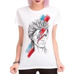 T-shirts à imprimés gris en coton David Bowie look Rock pour femme 