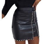 Jupes courtes noires en cuir à strass courtes Taille M look fashion pour femme 