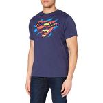DC Comics Logo Superman déchiré T-Shirt, Bleu Marine, L Homme