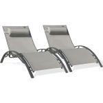 Chaises longues en aluminium DCB Garden grises en aluminium en lot de 2 