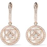Clous d'oreille, puces d'oreille roses en or rose 18 carats en diamant avec certificat d'authenticité pour femme 
