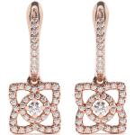 Boucles d'oreilles roses en or rose en diamant 18 carats avec certificat d'authenticité pour femme 