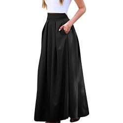 DeaAmyGline Jupe Culotte Femme Grande Taille - Jupe plissée pour Femme avec Grande Poche de Couleur Unie Taille Haute OL Jupe Rouge Fluide