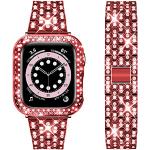 Bracelets de montre rouges en métal à strass pour femme 
