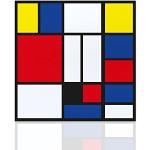 Declea Tableau moderne, composition Piet Mondrian, toile 100% coton, toile d'art moderne, cadre en bois, fabriqué à la main, décoration de la maison, mur, design