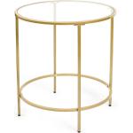 Tables basses rondes dorées en verre diamètre 50 cm 