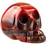 Décoration tête de mort Shanxing, cristal de guérison sculpté, 3,8 cm, Pierre, Striped Red Jasper, 1.5"