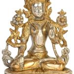 Statuettes indiennes dorées en laiton à motif Bouddha 