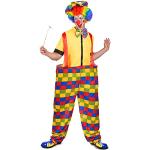 Déguisements de clown multicolores à carreaux à pompons à motif papillons Taille L pour homme 