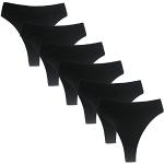 Strings invisibles noirs en coton en lot de 6 Taille 4 XL look fashion pour femme 