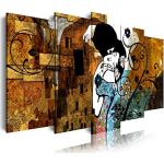 DekoArte 241- Impression Sur Toile Moderne D'Images Artistiques Numérisées | Toile Décorative Pour Votre Salon Ou Votre Chambre | Style D'Art Abstrait Gustav Klimt Le Baisé | 5 Pièces 150 x 80 cm