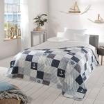 Couvre-lits Delindo Lifestyle bleu marine patchwork en polyester 140x210 cm modernes 