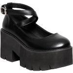 Demonia - Ballerine à Plateforme Agrab -Taille 39.5 - Chaussures Gothique Noir avec Talon de 8cm et Plateforme de 5cm