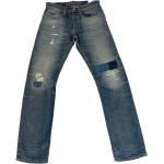 Jeans droits Denham the Jeanmaker bleues foncé en cuir stretch Taille M W33 L32 pour homme 