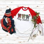 T-shirts pour fêtes de Noël rouges à effet léopard à manches courtes à manches trois-quart Taille XXL pour femme 