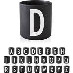 Design Lettres Coupe en porcelaine personnelle A-Z (BLACK) - D