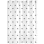 Design Rideau de douche - 180x200 cm - Motif étoile - Blanc et gris - Gelco