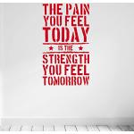DesignDivil Sticker mural avec citation de motivation en anglais « Pain Today Strength Tomorrow » - 5 options de couleur (tout rouge)