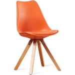Chaises en plastique orange en plastique scandinaves 