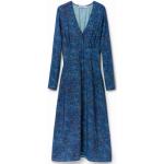 Robes Desigual Day bleues à fleurs en viscose à manches longues midi à manches longues Taille XL pour femme 