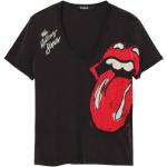 T-shirts à imprimés Desigual noirs à strass Rolling Stones Taille XS pour femme 